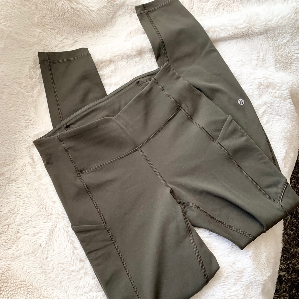 Lululemon Full Length HR Olive Green Leggings